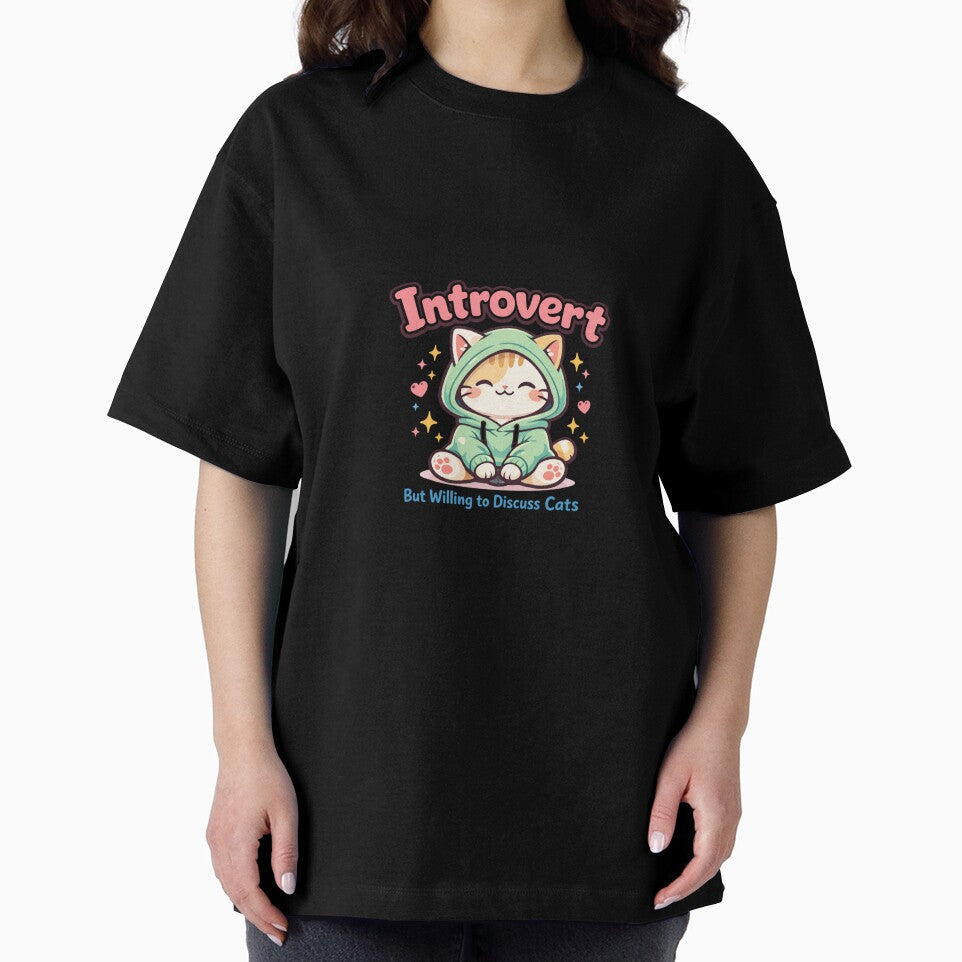 Introvert But Willing to Discuss Cats – Cute Kawaii Cat Lover T-Shirt by Cozy Cat Collective Hoodie, Sweatshirt (Image 2)