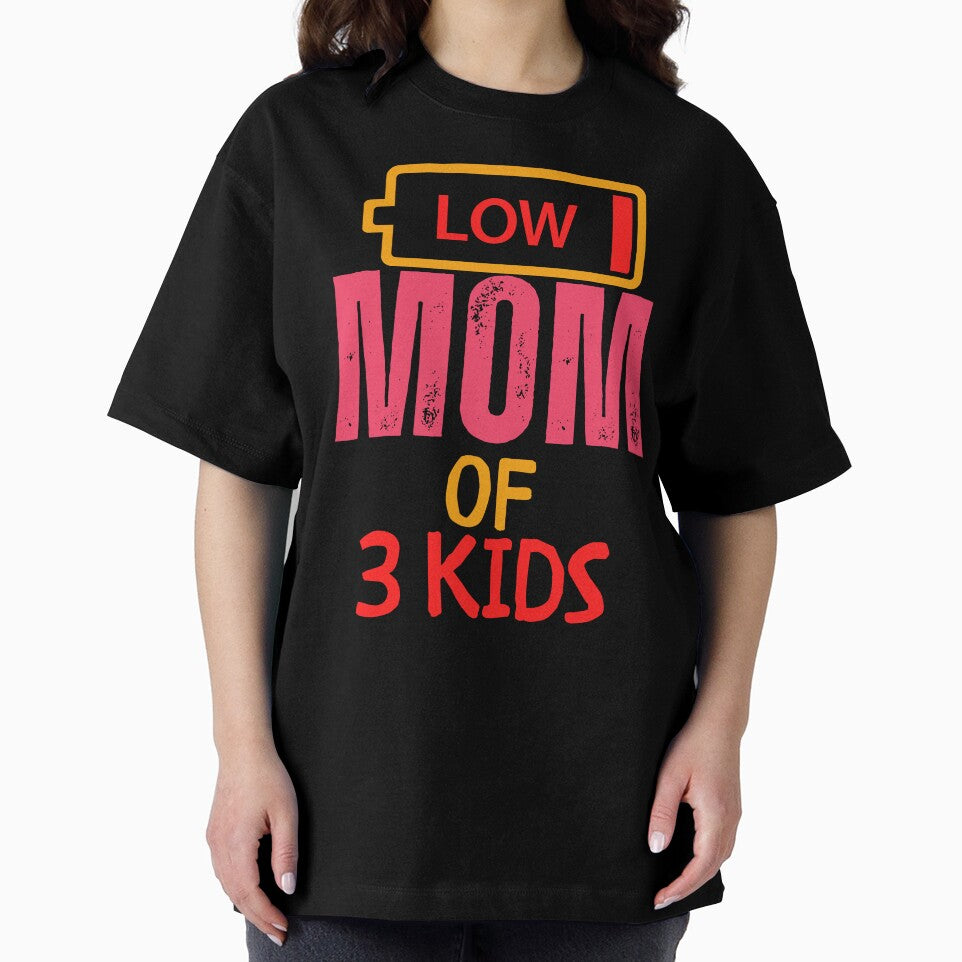 Exhausted Mom of 3 Kids - Out of Battery Funny Quote Design by Colorful-Garden T-Shirts, Hoodie, Sweatshirt (Image 2)