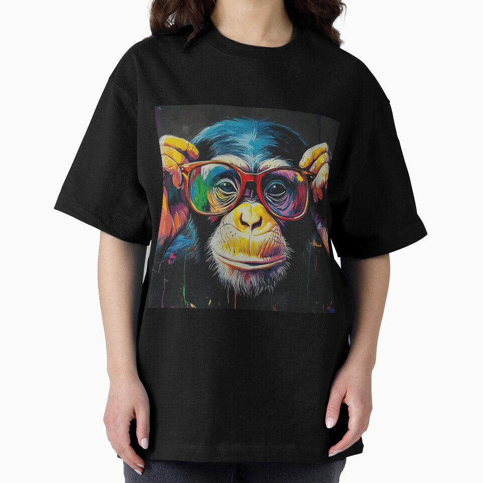 DJ Monkey Thinker Colorful with Red Glasses by GrinGalore T-Shirts, Hoodie, Sweatshirt | BlankRebels.com (Image 2)