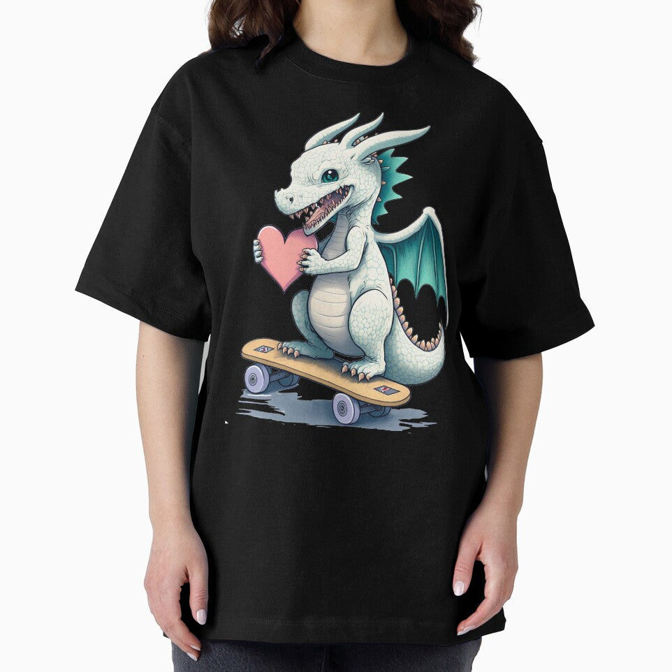 Happy dragon on a skateboard holding heart by WaveDance T-Shirts, Hoodie, Sweatshirt | BlankRebels.com (Image 2)