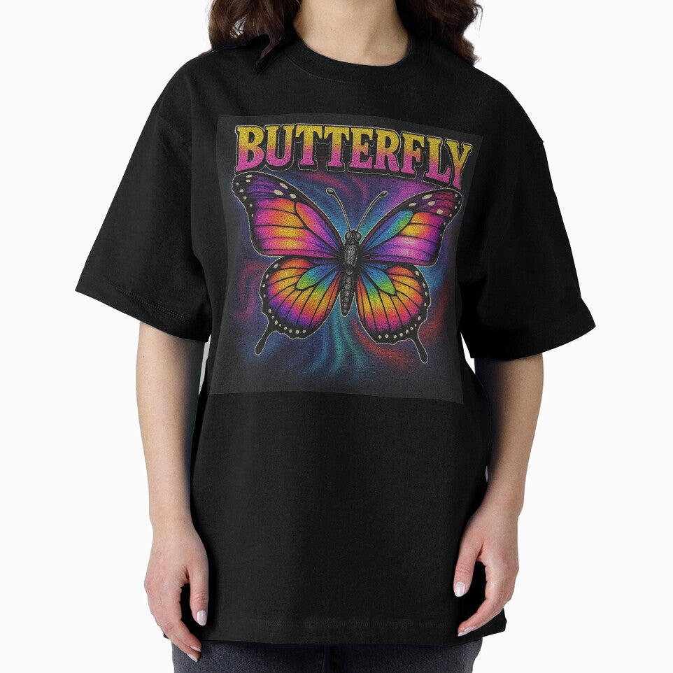Retro Rainbow Butterfly Psychedelic Vaporwave Art by shogan712 T-Shirts, Hoodie, Sweatshirt | BlankRebels.com (Image 2)
