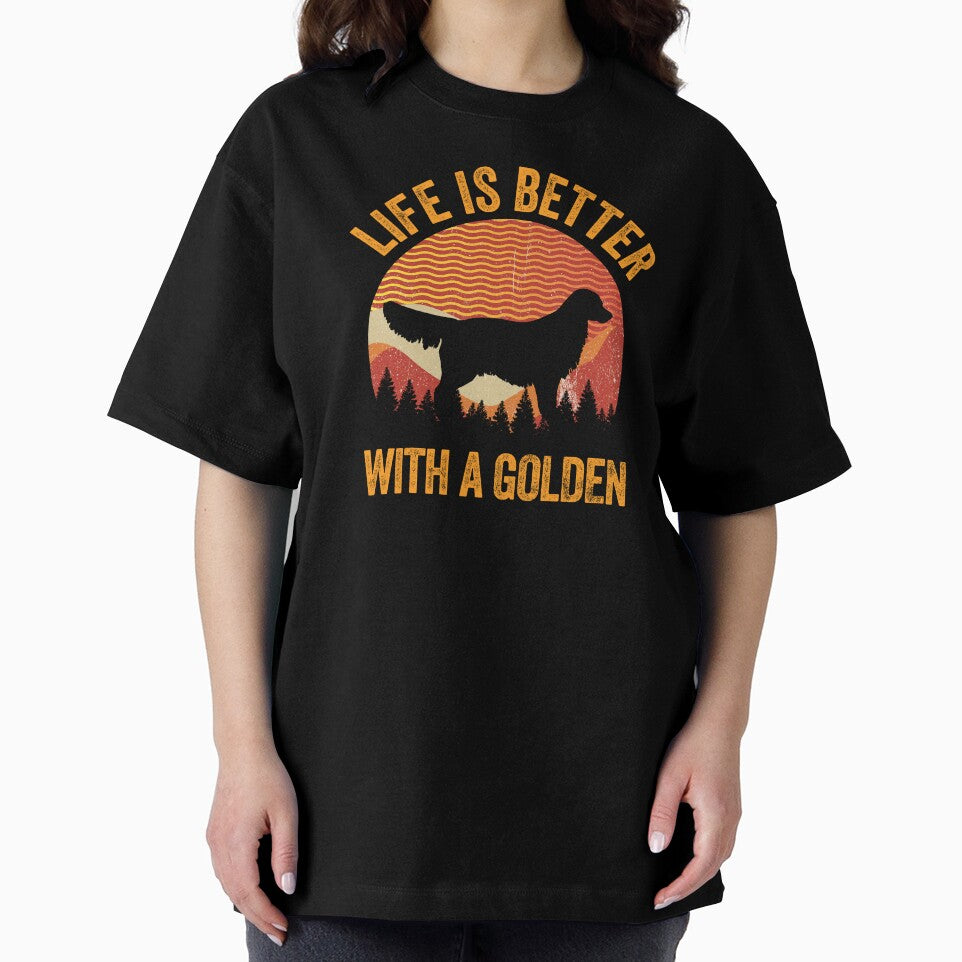 Life Is Better With A Golden Retriever Retro Wavy Lines by Guarddogdrive T-Shirts, Hoodie, Sweatshirt (Image 2)