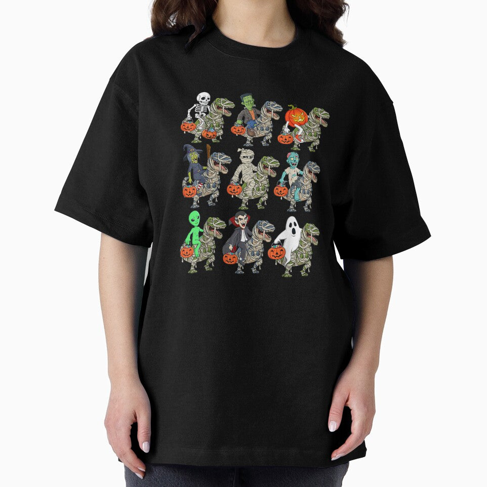 Halloween Skeleton Zombie Riding Mummy T Rex Vampire Boys by Spencerhowar T-Shirts, Hoodie, Sweatshirt (Image 2)
