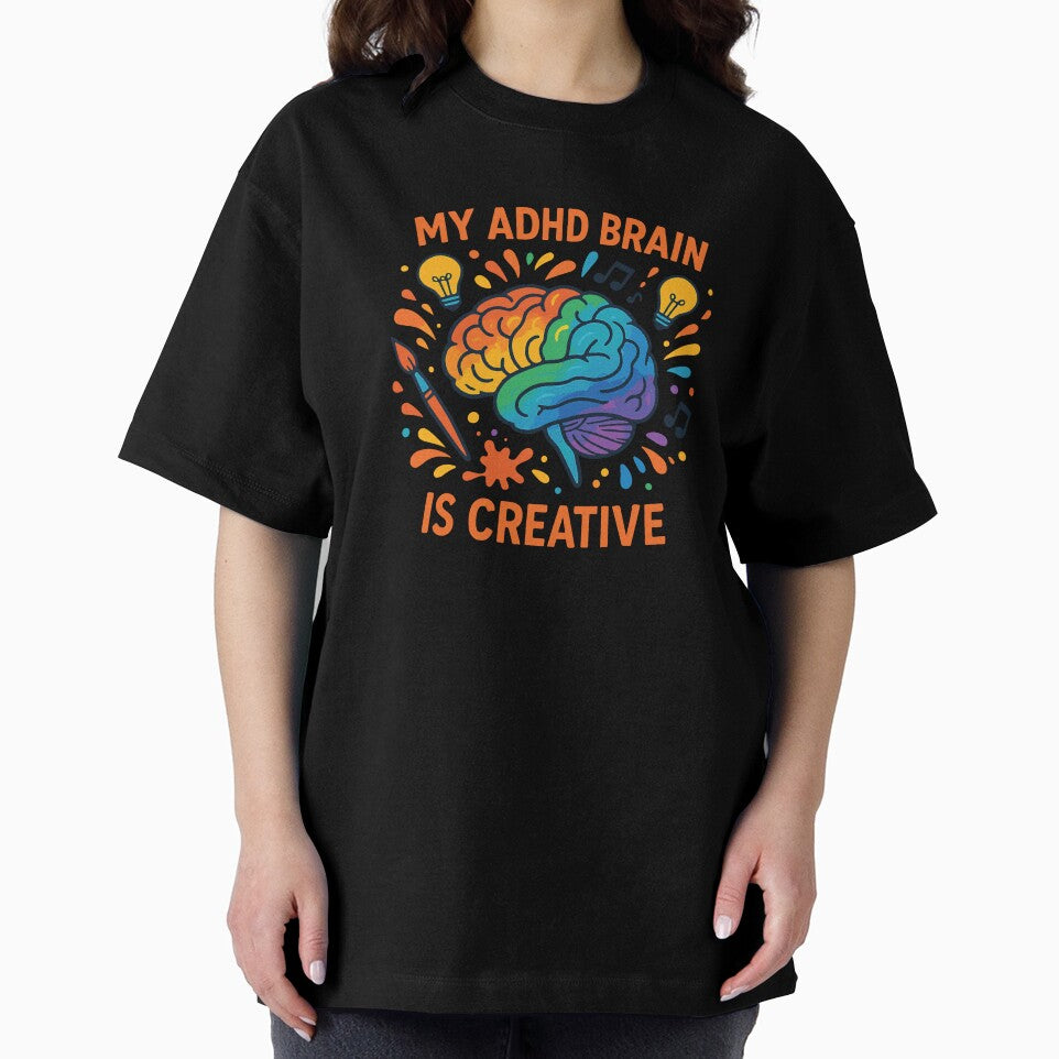 My ADHD Brain is Creative - Positive ADHD Awareness" by Feline Rockstars T-Shirts, Hoodie, Sweatshirt (Image 2)