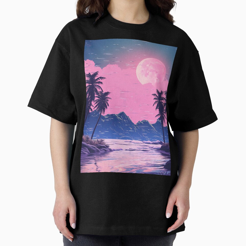 Glitchy Cyber Palms: A Vaporwave Symphony at Dusk by Mullet Monkey T-Shirts, Hoodie, Sweatshirt | BlankRebels.com (Image 2)