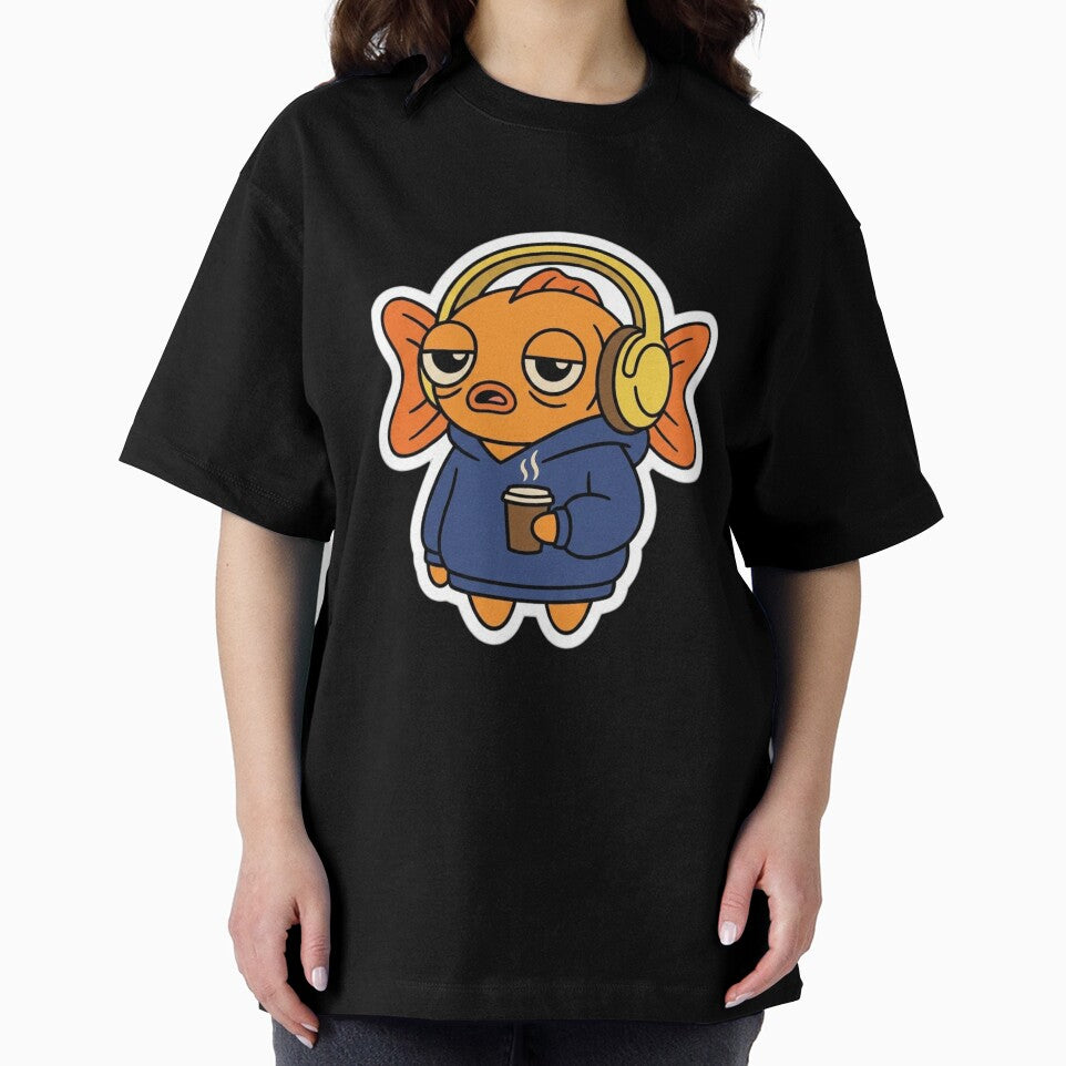 Sleepy Goldfish with Coffee – Funny Tired Hoodie Cartoon by ColorSplash123 T-Shirts, Sweatshirt | BlankRebels.com (Image 2)