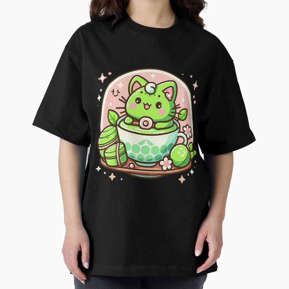 Kawaii Matcha Cat In Teacup Art by BigBlueArt T-Shirts, Hoodie, Sweatshirt | BlankRebels.com (Image 2)