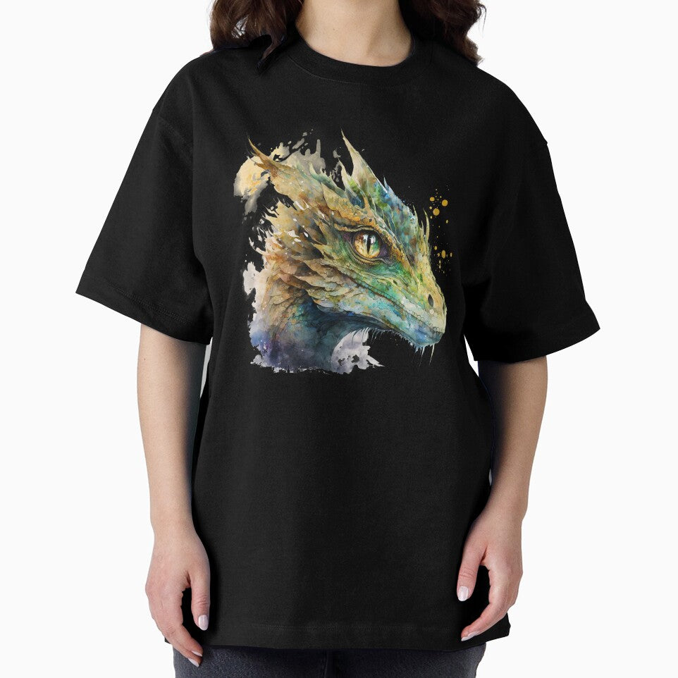 Watercolor Green Dragon, Earth Dragon Portrait by MoonFoxDesign T-Shirts, Hoodie, Sweatshirt | BlankRebels.com (Image 2)