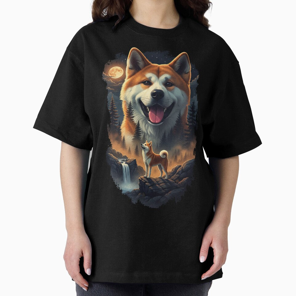 Vintage 90S Akita Inu Howling At The Moon by Stotee