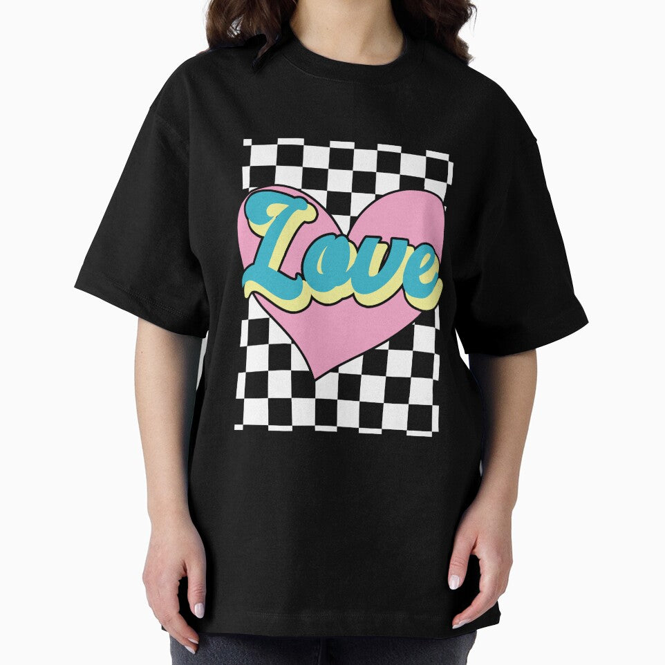 Love Retro 90s Checkered Box Pattern Heart by Annisa Yuwanda T-Shirts, Hoodie, Sweatshirt | BlankRebels.com (Image 2)