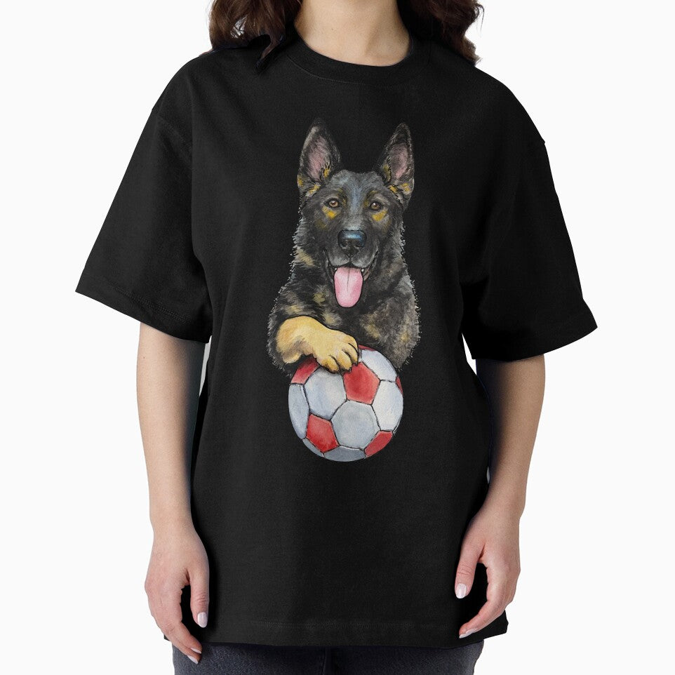 German Shepherd Playing with Soccer Ball by Noewi