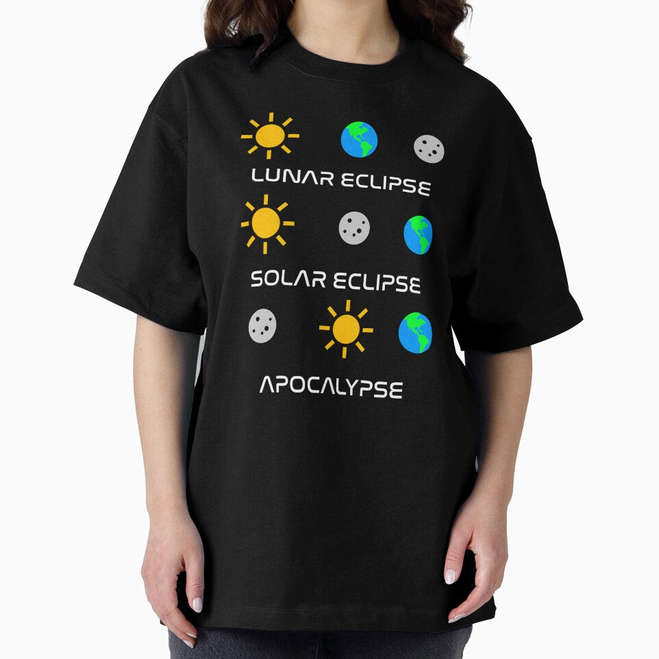 Funny Nerdy Lunar Eclipse Solar Eclipse Apocalypse Moon Sun Earth Science Teacher White Text by MathWare MathClips