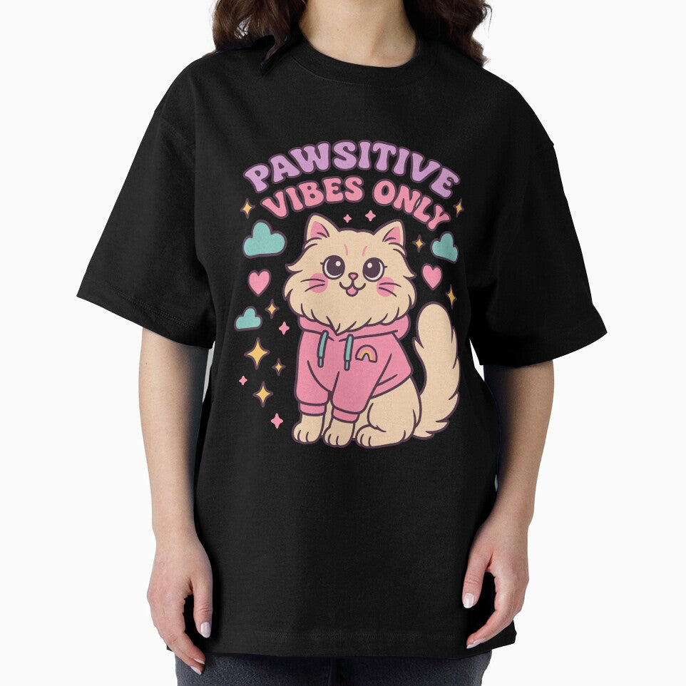 Pawsitive Vibes Only Cat Quote Gift by WhiskerlyGfx T-Shirts, Hoodie, Sweatshirt | BlankRebels.com (Image 2)