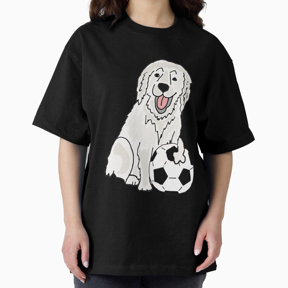 Funny Great Pyrenees Dog Playing Soccer Cartoon by Nature's Fancy