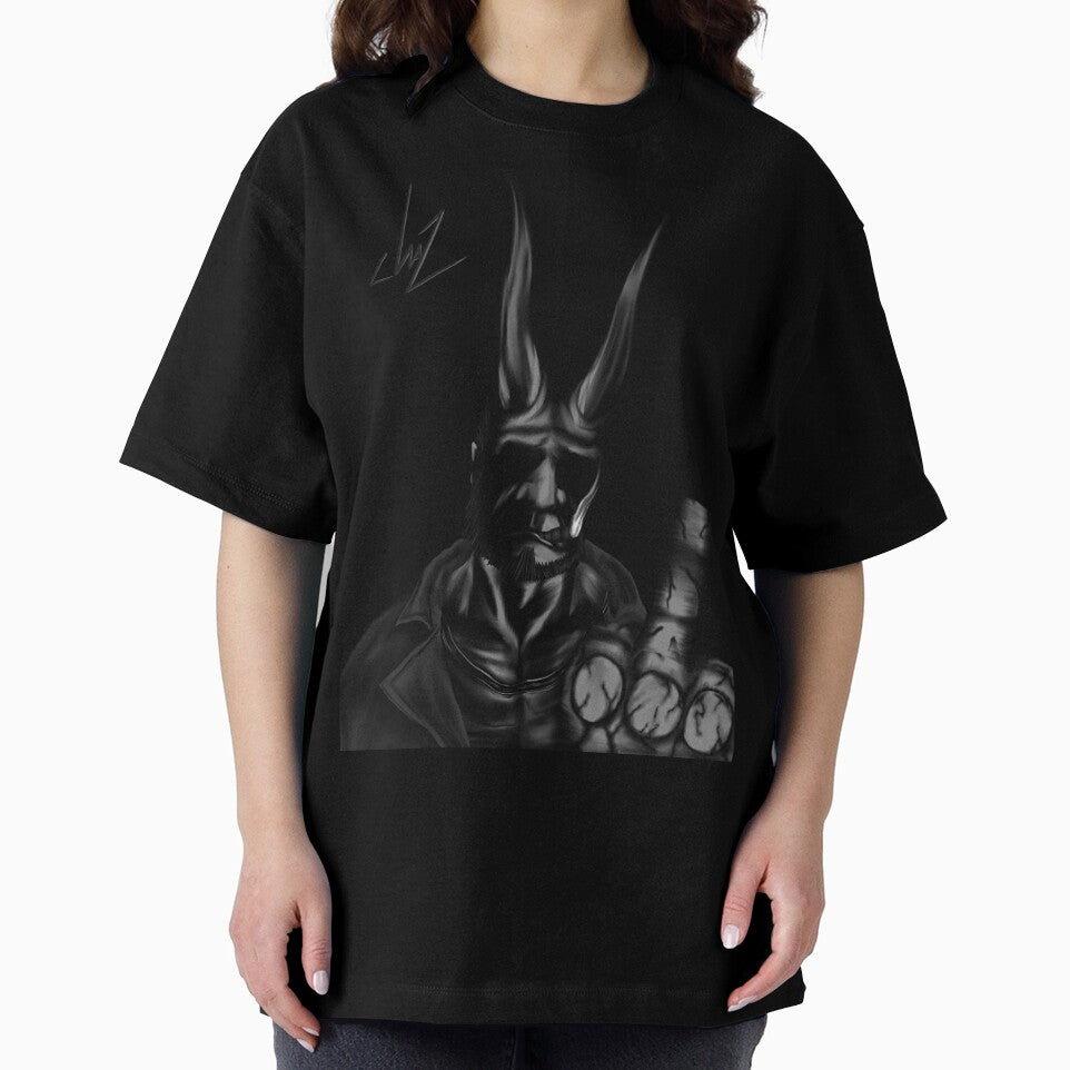 Monochrome - Boy From Hell - middle finger - (Hellboy) - with background by TheArtOfChaz