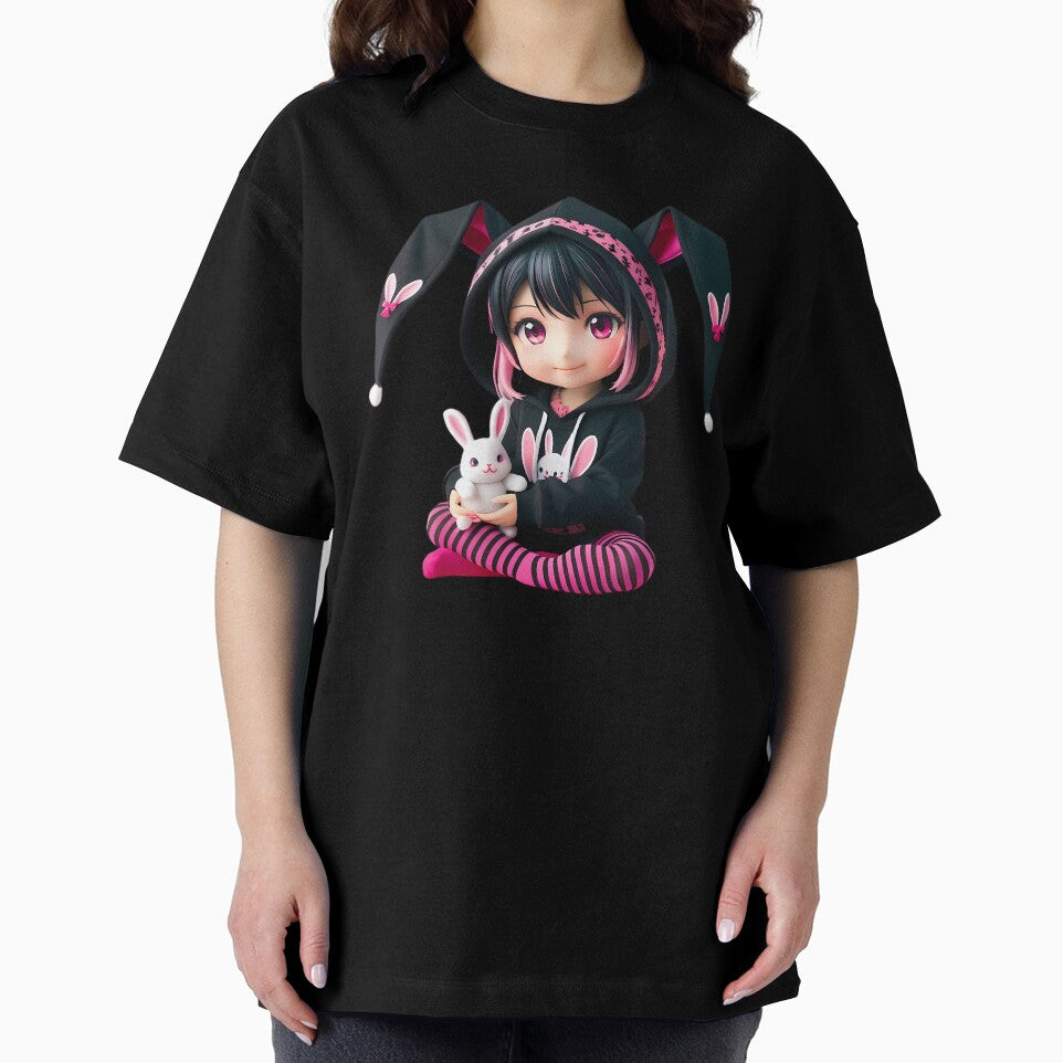 Cute Bunny Girl Anime Hoodie T-shirt for Kids and Teens by TrendPrinter Sweatshirt | BlankRebels.com (Image 2)