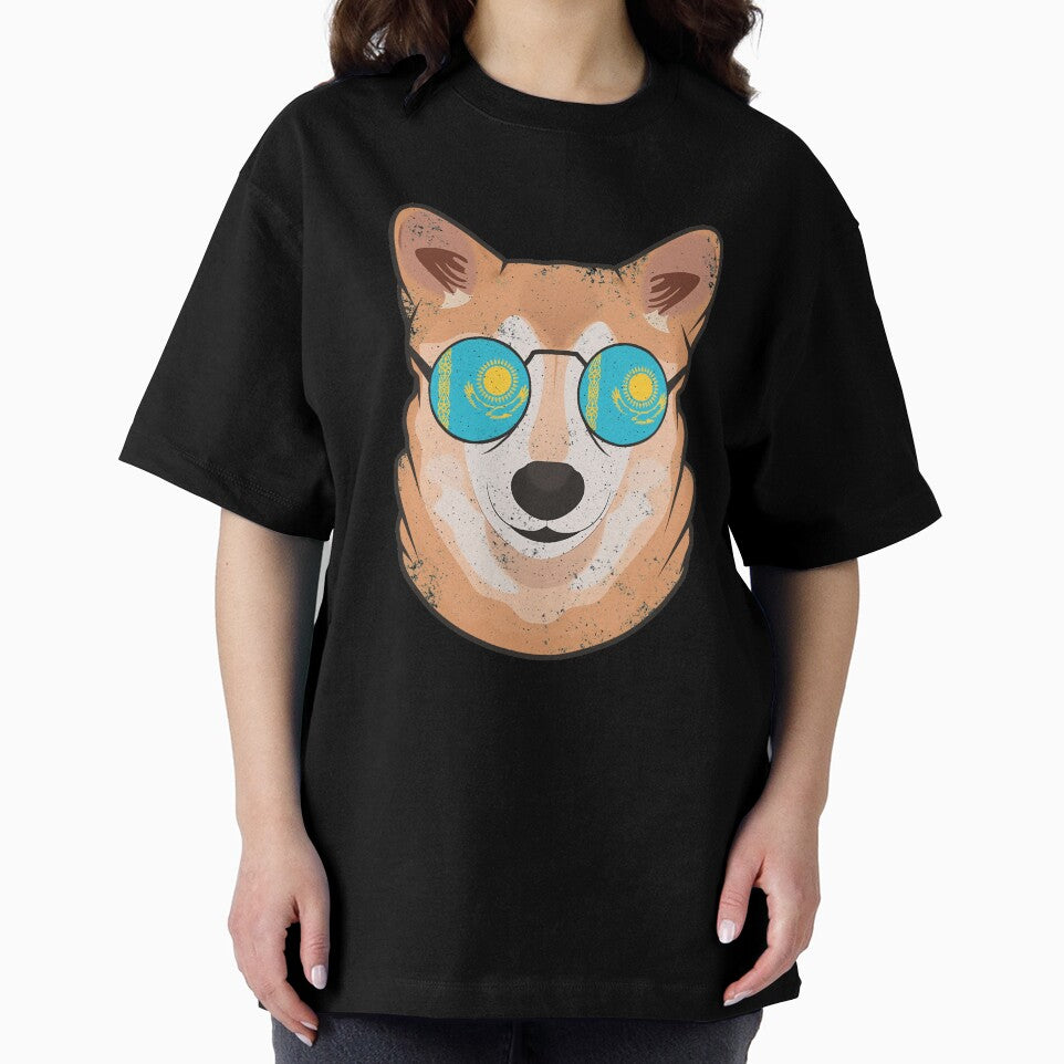 Vintage Patriotic Shiba Inu Kazakhstani Flag by feether-store