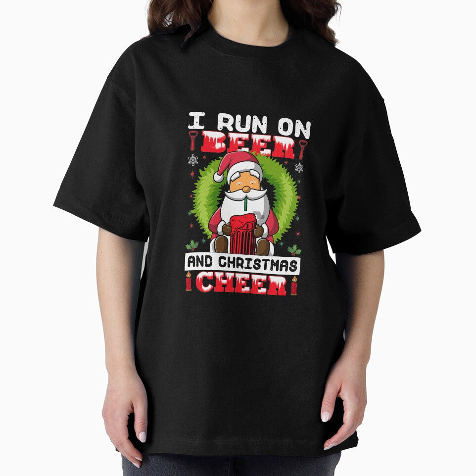 I Run On Beer And Christmas Cheer - Merry Christmas And Happy New Year by Delandor T-Shirts, Hoodie, Sweatshirt (Image 2)