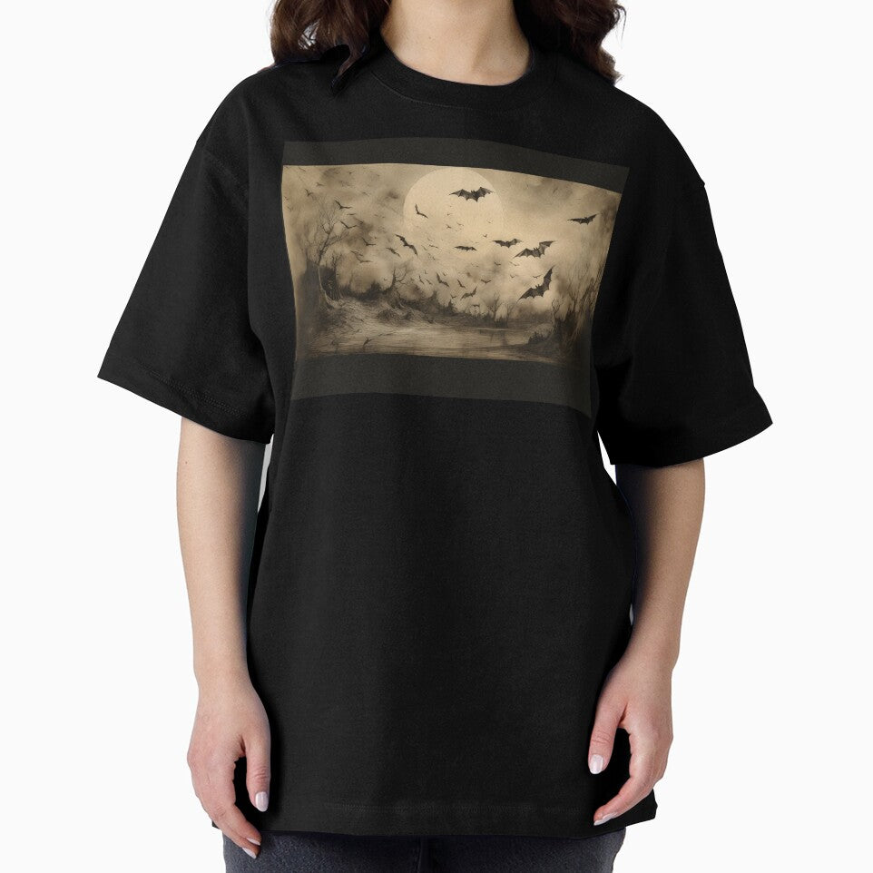 Gothic Bats Scenery,Dark Cottagecore Moon Drawing by Kink Collective T-Shirts, Hoodie, Sweatshirt | BlankRebels.com (Image 2)