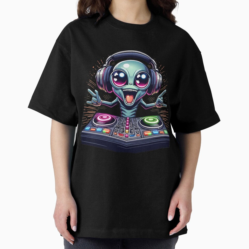 Enthusiastic Cartoon Alien DJ by StickWorks T-Shirts, Hoodie, Sweatshirt | BlankRebels.com (Image 2)