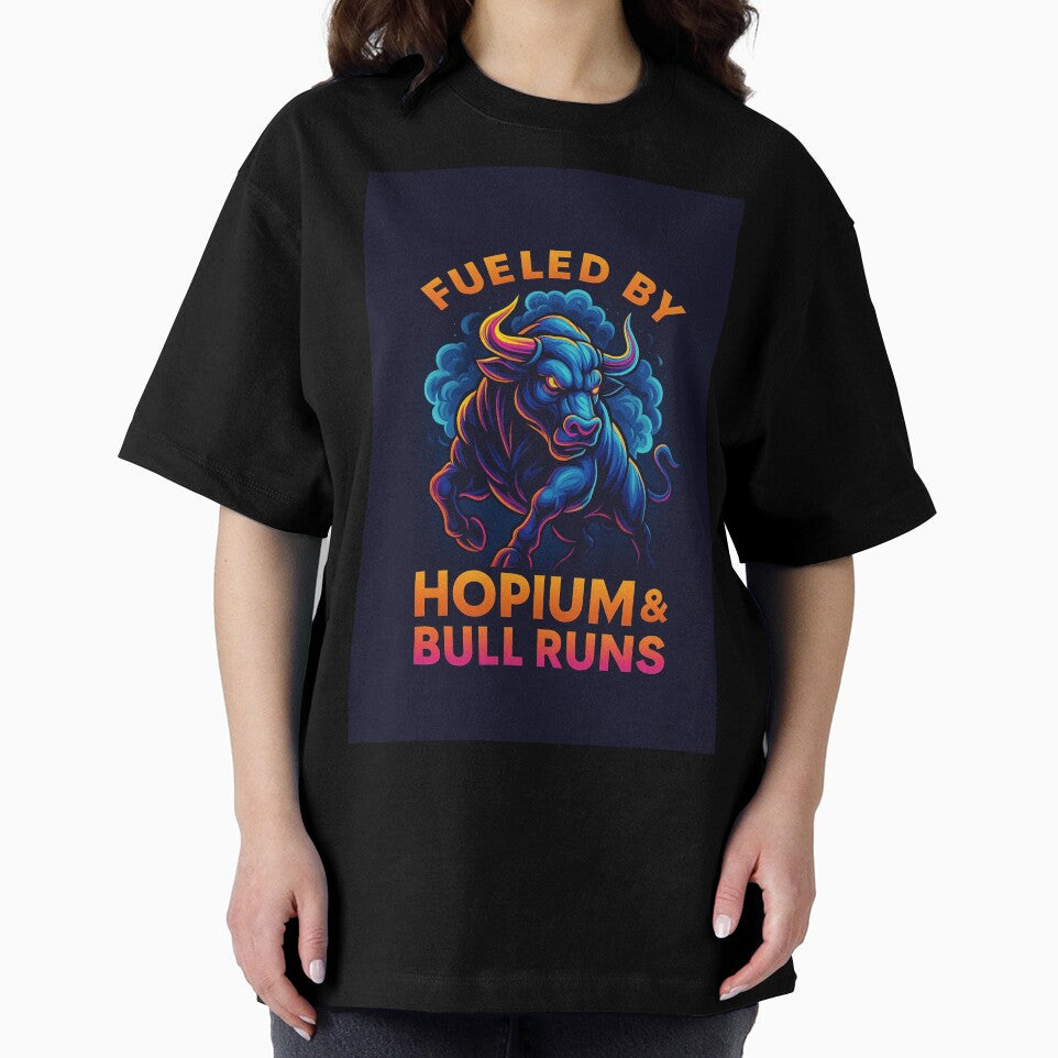 Fueled by Hopium & Bull Runs - Neon Crypto Bull Meme Design by Crypto_Store T-Shirts, Hoodie, Sweatshirt (Image 2)