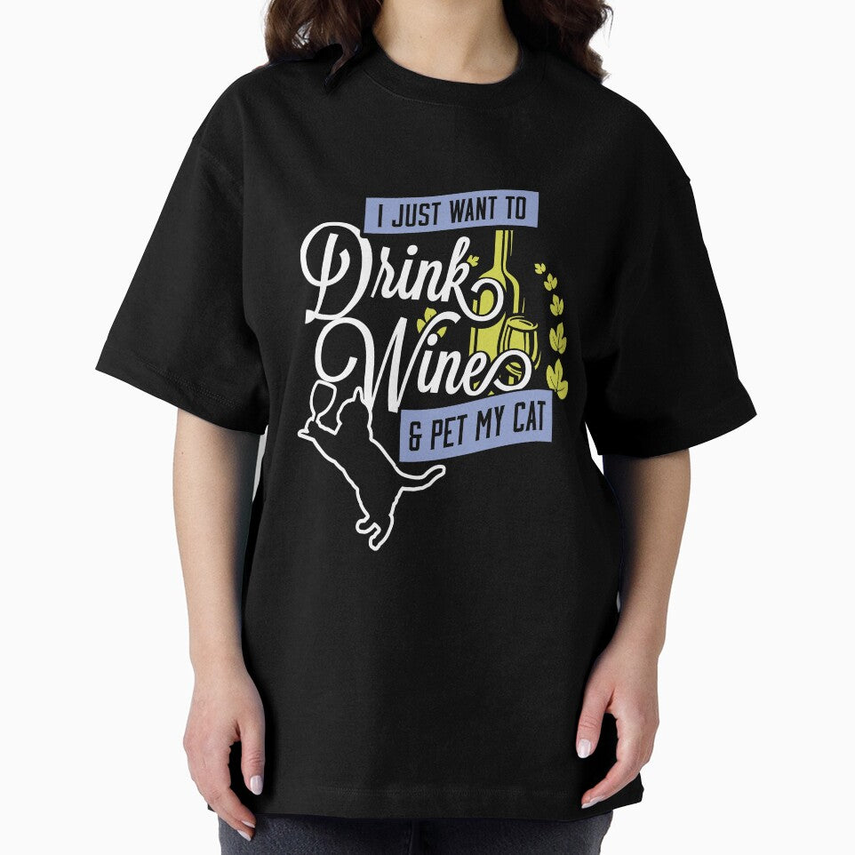 Drink wine and pet my cat gift for cat lovers fun original quote by djpraxis