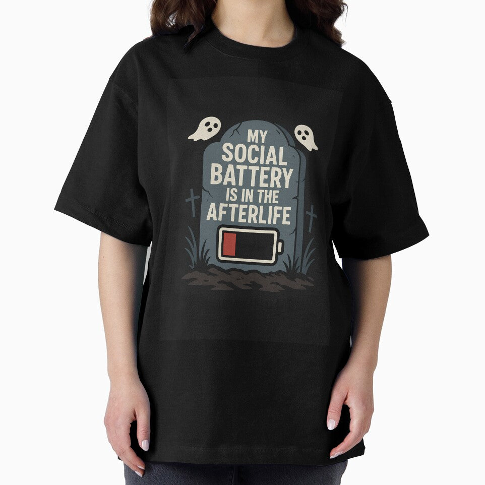 My Social Battery Is in the Afterlife – Funny Introvert Dark Humor Design by DramaWear T-Shirts, Hoodie, Sweatshirt (Image 2)