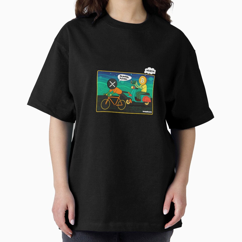 No Pedals. No Problem. - Crypto Meme Art XRP vs BTC by loopphoria T-Shirts, Hoodie, Sweatshirt | BlankRebels.com (Image 2)