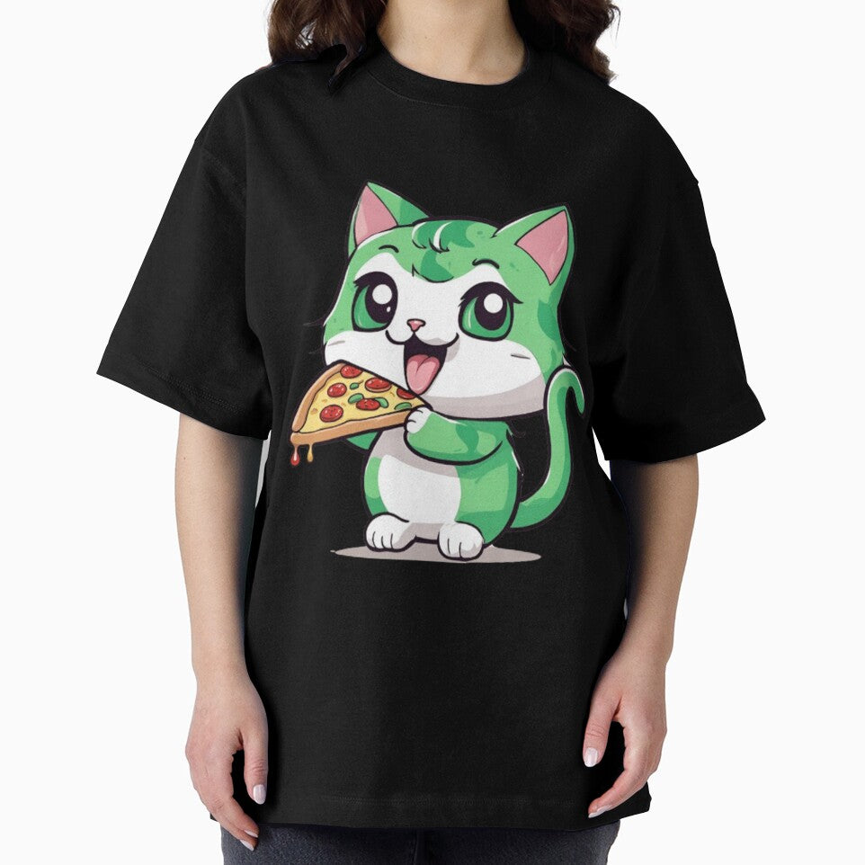 Cute cat eating pizza by Culmika