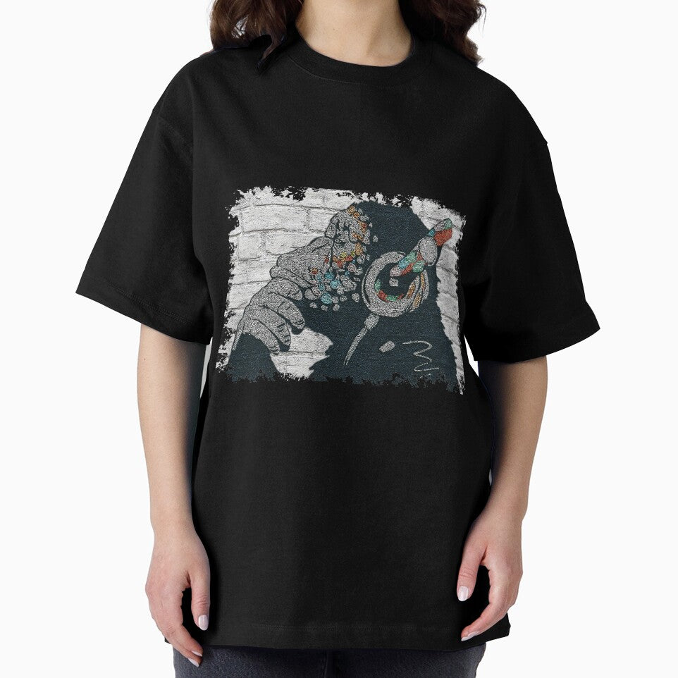 Banksy Monkey Funky Thinker with Headphones Graffiti Street Art by SampleRoulette T-Shirts, Hoodie, Sweatshirt (Image 2)