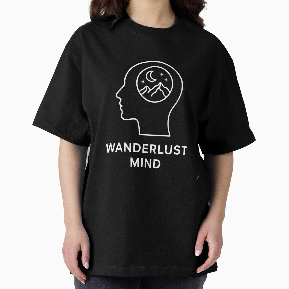 Wanderlust Mind White Line Art | Travel Dreams Hoodie, T-Shirt, Sticker & Gift for Adventurers, Hikers &... (Image 2)