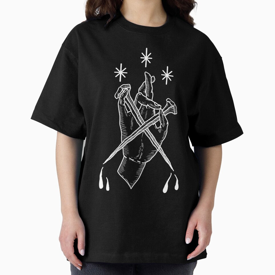 Hand with bleeding nails in medieval engraving - WHITE by InkMastersHub.com T-Shirts, Hoodie, Sweatshirt (Image 2)