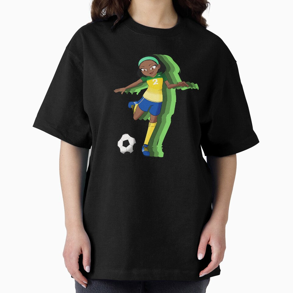 A Female Soccer Player with Green Background by KiyaSketches