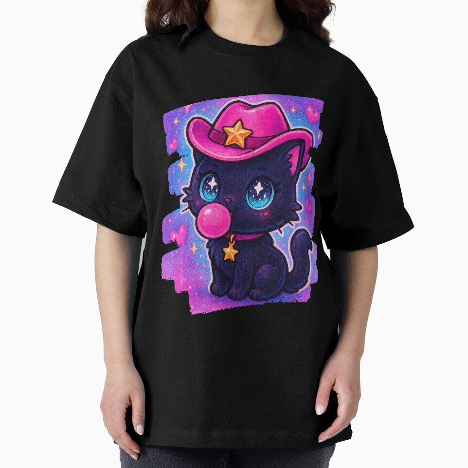 Cute Black Cowboy Cat Bubblegum – Western Cat Illustration by SpacedOutRITZ T-Shirts, Hoodie, Sweatshirt (Image 2)