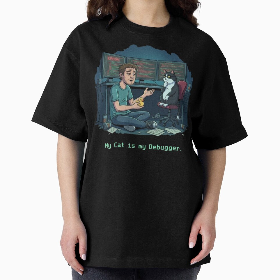 My Cat is my Debugger - Funny Programmer & Cat Lover Coding Meme by Pixel & Beyond T-Shirts, Hoodie, Sweatshirt (Image 2)