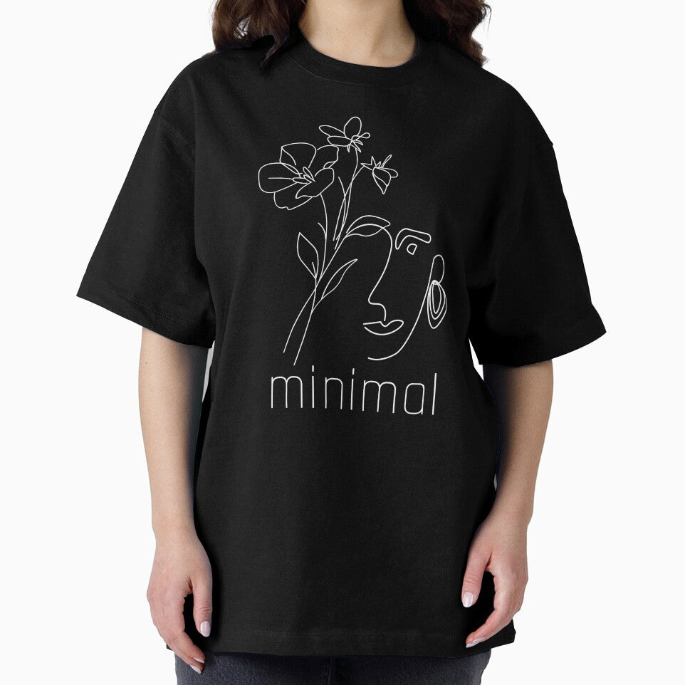 Line Art - Woman with Flowers - Modern Minimal Text Design by The Red Nox T-Shirts, Hoodie, Sweatshirt (Image 2)