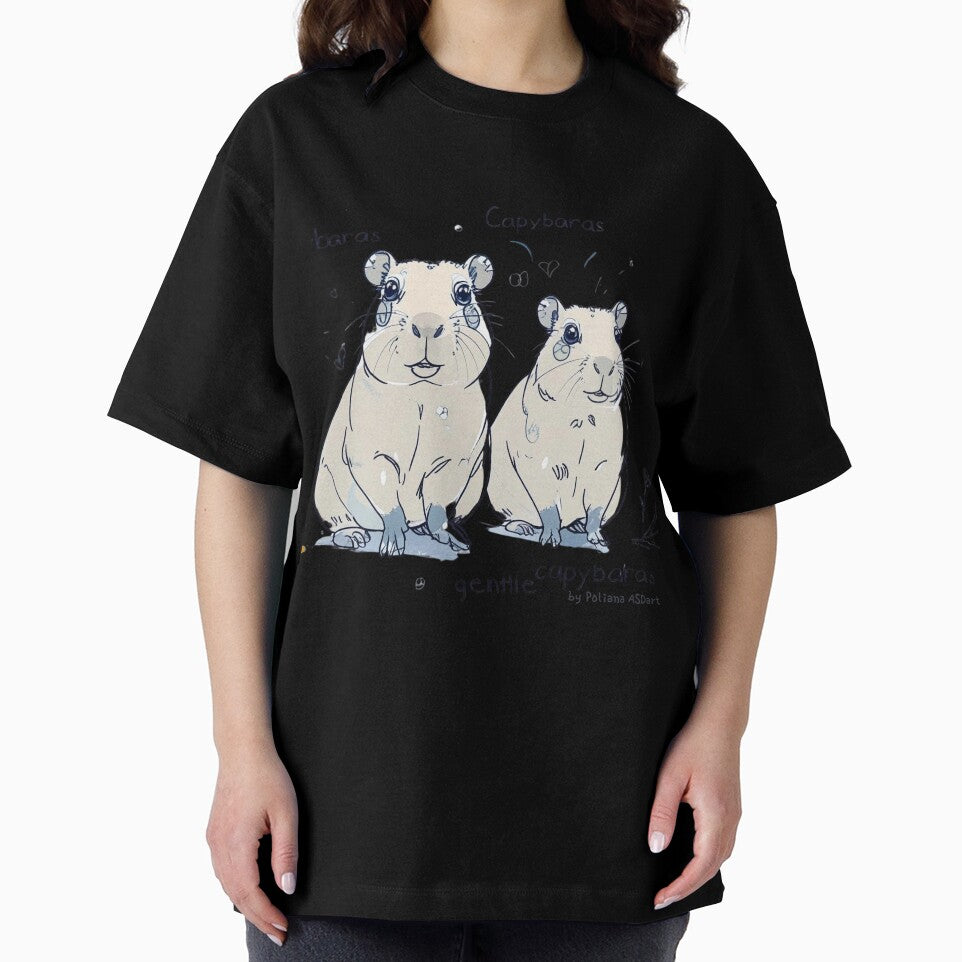 Gentle Capybaras Cute Family Art T-Shirts, Hoodie, Sweatshirt