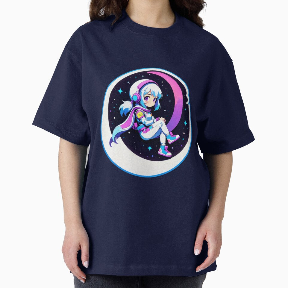 Space Girl Sitting Glowing Moon T-Shirts, Hoodie, Sweatshirt