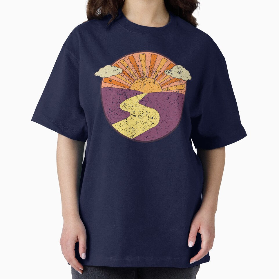 Sunset and Winding River Distressed Retro by MindfulMeta T-Shirts, Hoodie, Sweatshirt | BlankRebels.com (Image 2)
