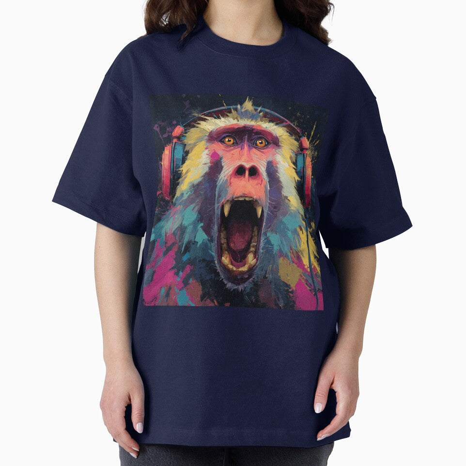 Stylish Crazy Dj Monkey Baboon With Headphones Art by GrinGalore T-Shirts, Hoodie, Sweatshirt | BlankRebels.com (Image 2)