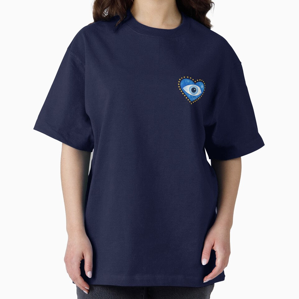 Evil Eye Heart – Blue & Gold Protective Spiritual Symbol Watercolor Design by station-one T-Shirts, Hoodie,... (Image 2)