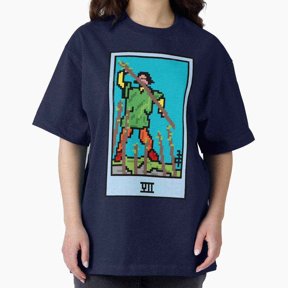 Wait, is this pixel art tarot? Blue - Minor Arcana 'Seven of Wands' (Design for T-shirt, stickers and other... (Image 2)