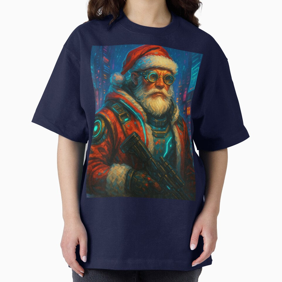 Futuristic Cyberpunk Santa Claus Christmas Art Print – Neon Holiday Illustration by TSOL5 T-Shirts, Hoodie,... (Image 2)