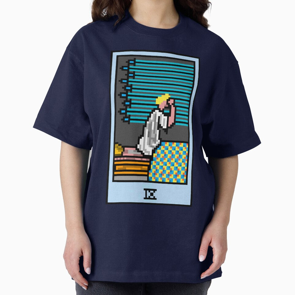Wait, is this pixel art tarot? Blue - Minor Arcana 'Nine of Swords' (Design for T-shirt, stickers and other... (Image 2)