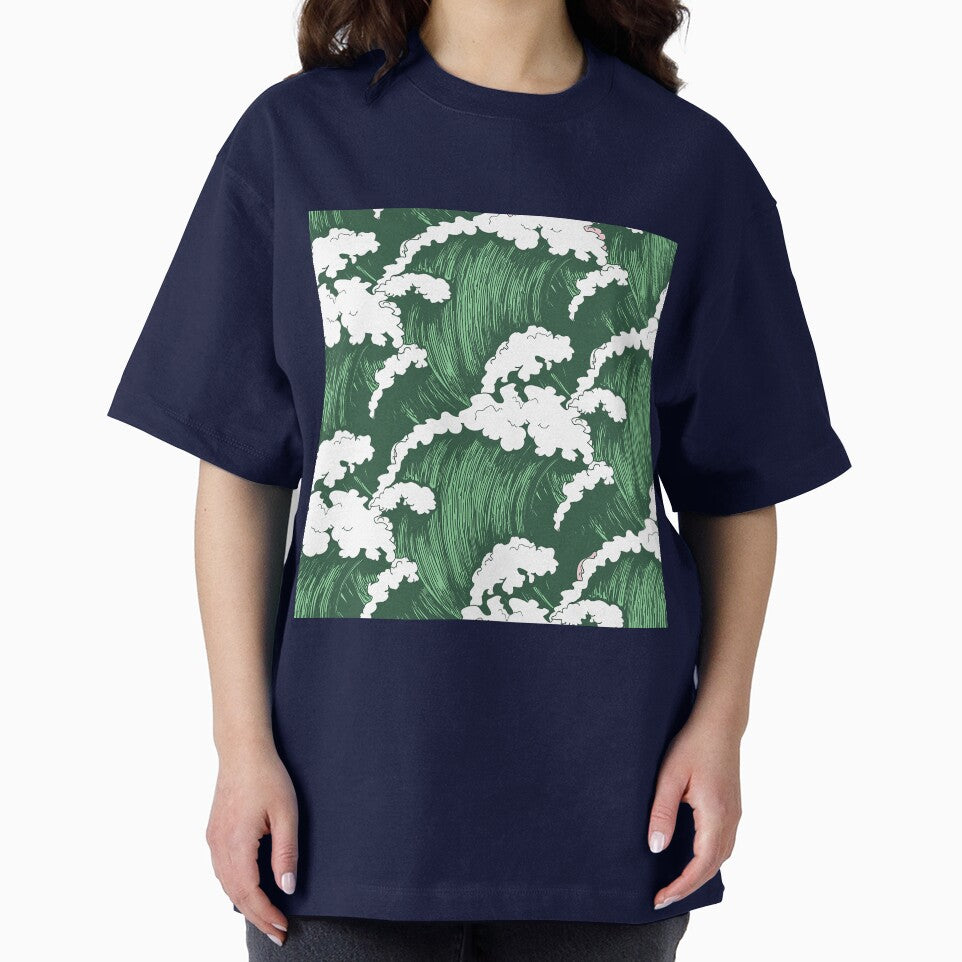 Green Ocean Waves Illustration by Kleon Seo T-Shirts, Hoodie, Sweatshirt | BlankRebels.com (Image 2)