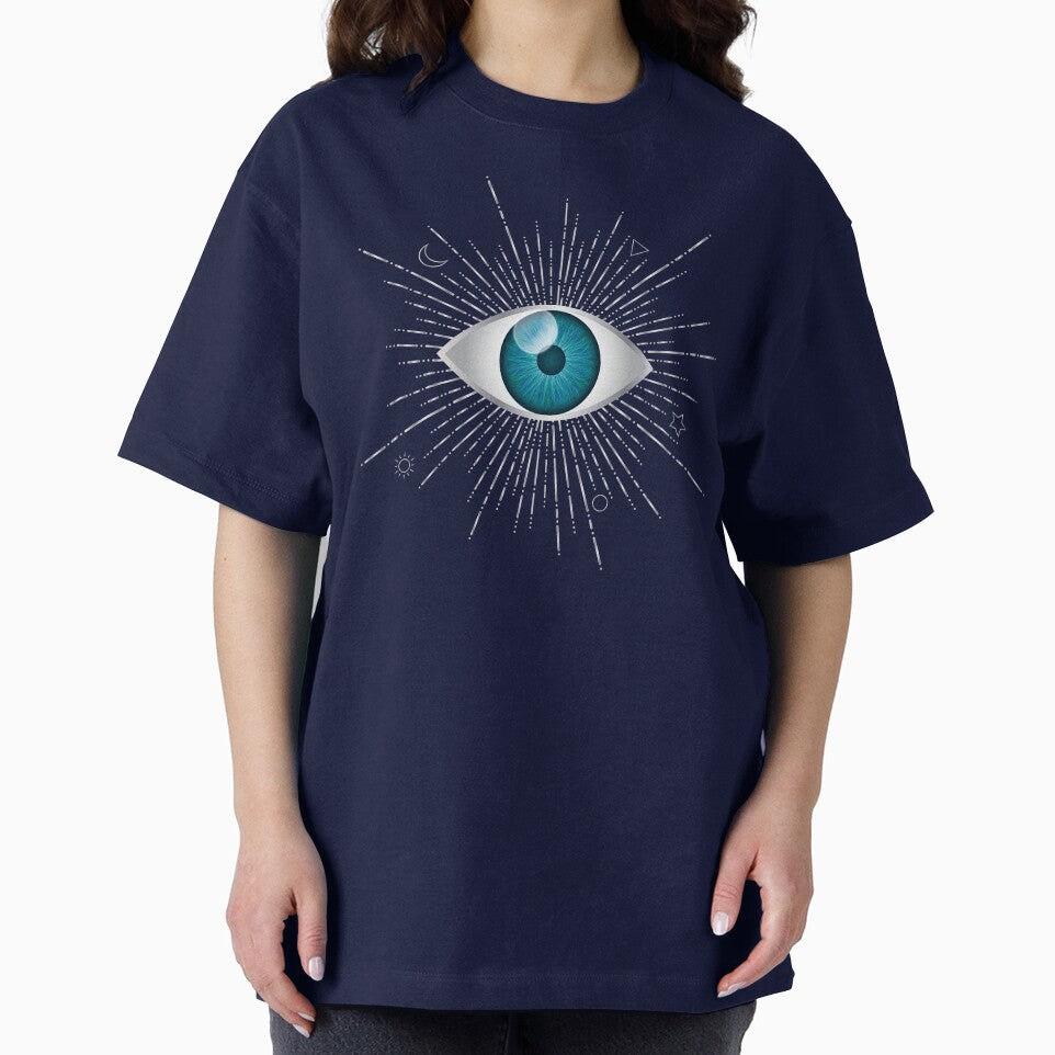 Aqua Blue Evil Eye Silver Eyelashes Sun Moon Star Triangle Circle Nazar Mati Protection Talisman by Karen... (Image 2)
