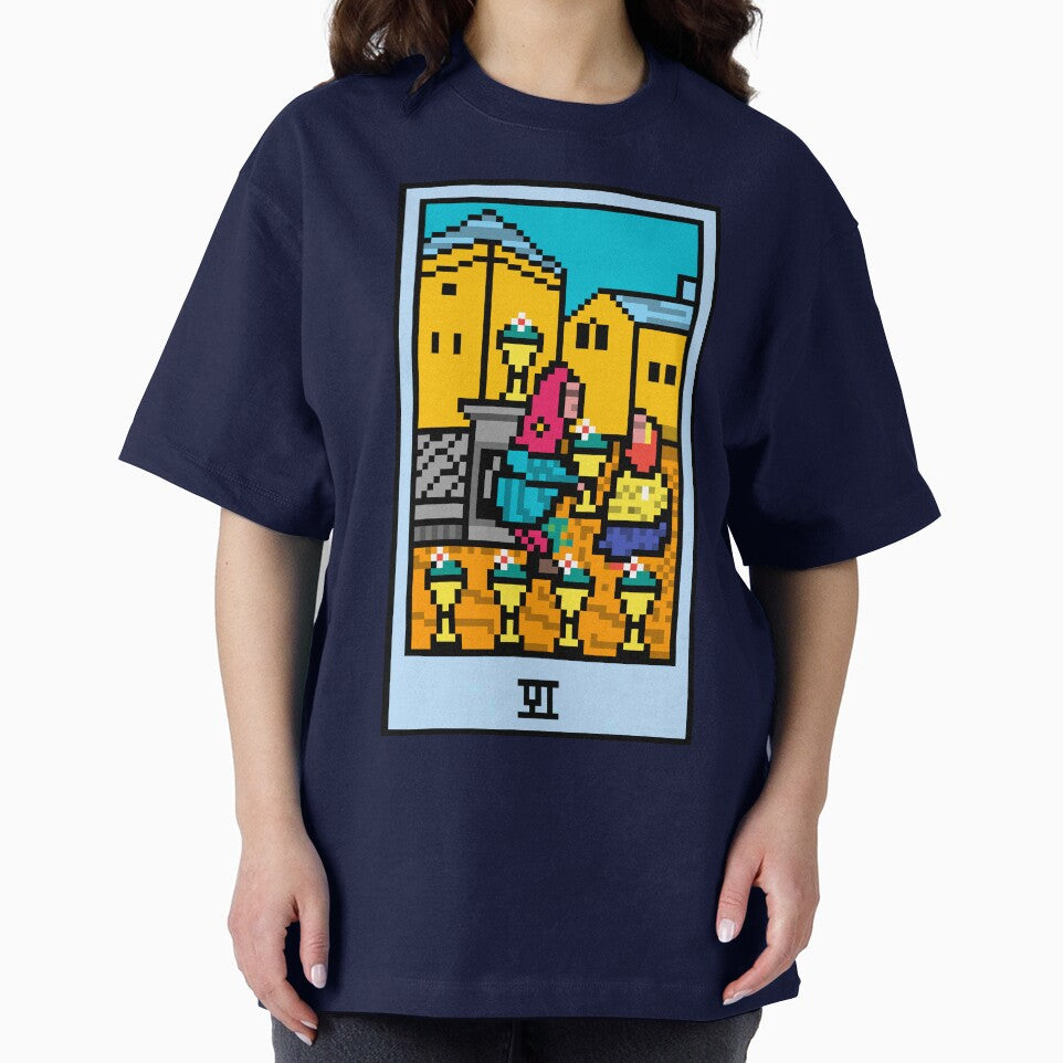 Wait, is this pixel art tarot? Blue - Minor Arcana 'Six of Cups' (Design for T-shirt, stickers and other... (Image 2)