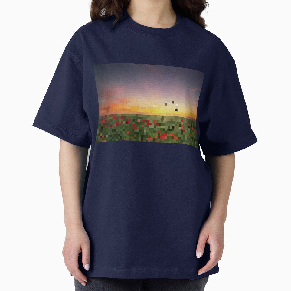 Pixelated Rose Field Sunset Scene by Potato Quality Prints T-Shirts, Hoodie, Sweatshirt | BlankRebels.com (Image 2)
