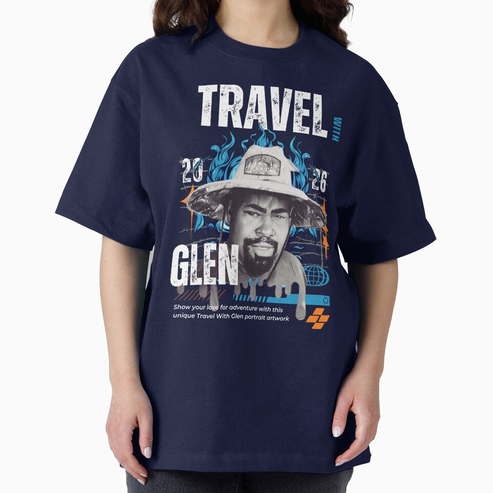 Travel With Glen V3 Blue trn-bg – Signature Travel Portrait Art | Adventure, Explorer & World Traveler Design... (Image 2)