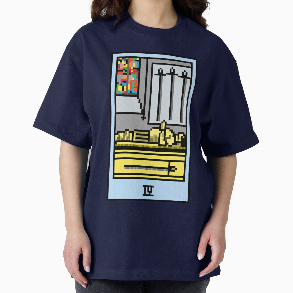 Wait, is this pixel art tarot? Blue - Minor Arcana 'Four of Swords' (Design for T-shirt, stickers and other... (Image 2)